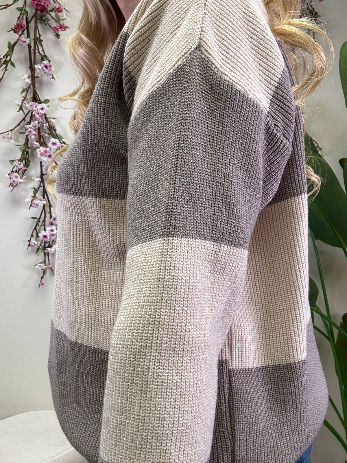 PULLOVER STREIFEN BEIGE FANGO MIT KRAGEN (Kopie) (Kopie)