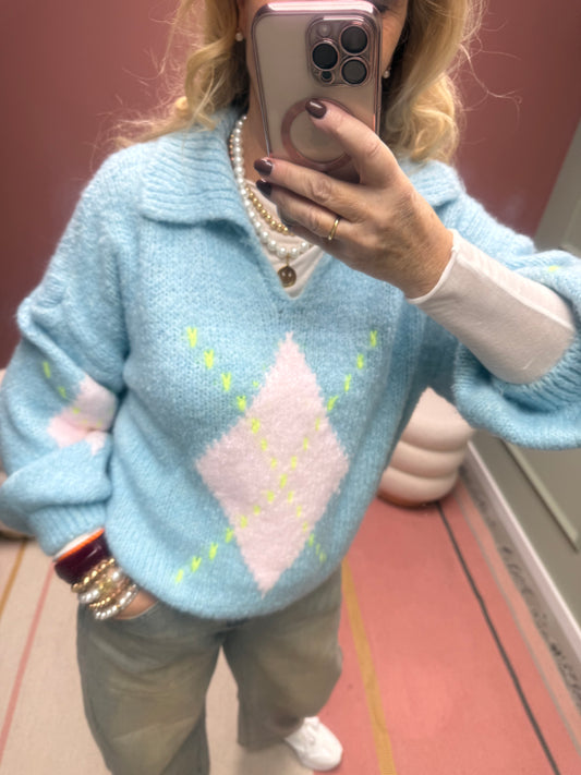 RAUTEN PULLI POLOKRAGEN BLAU