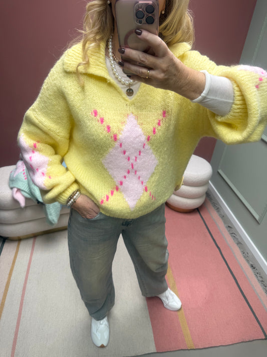 RAUTEN PULLI POLOKRAGEN GELB