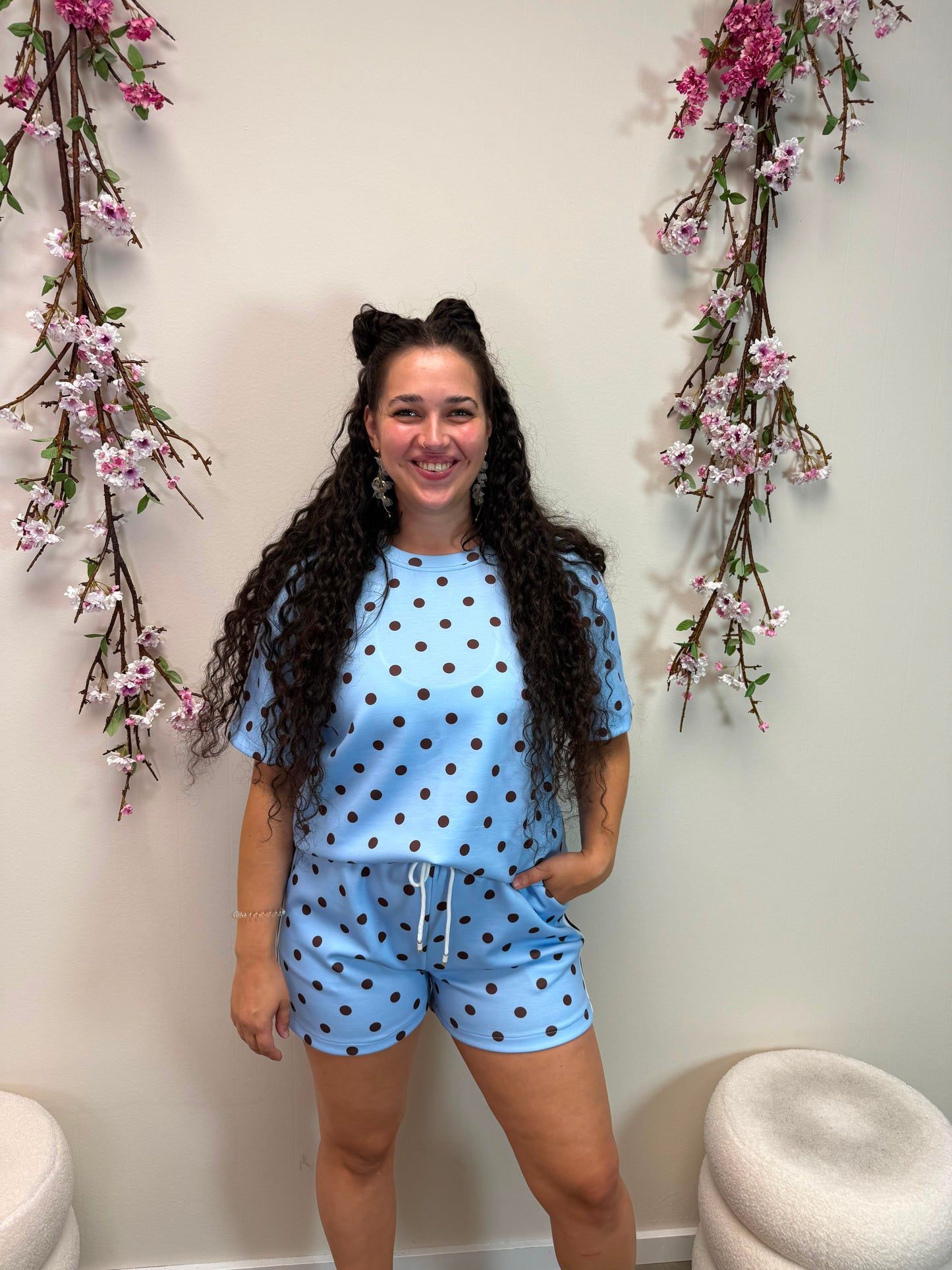 SHORT PUNKTE HELLBLAU / SCHOKO