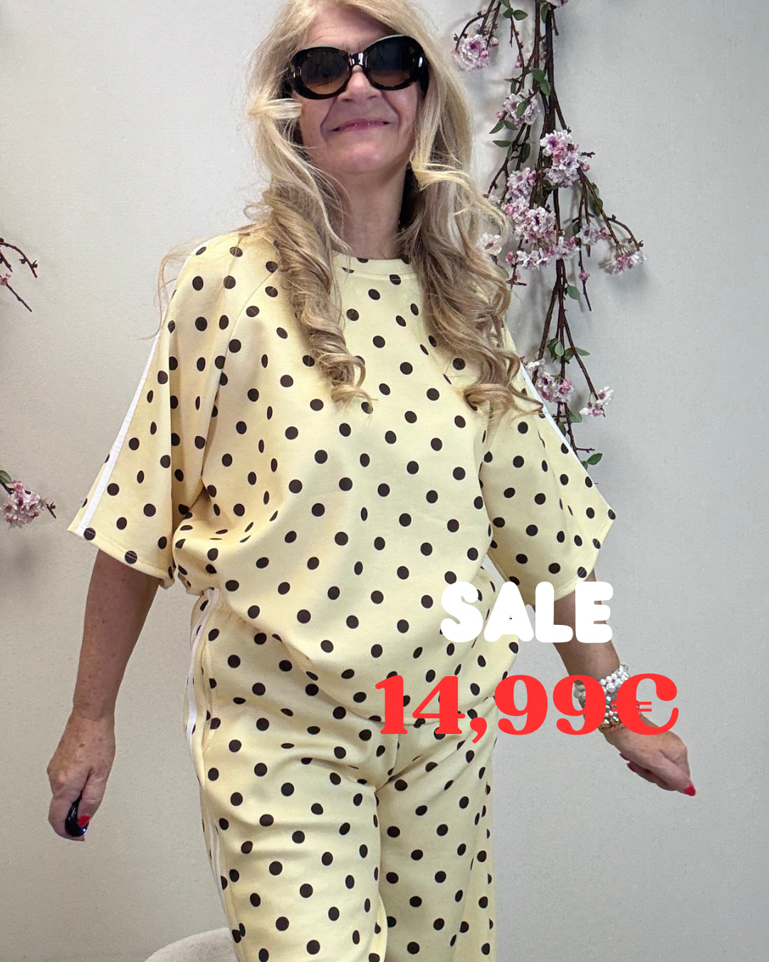 PUNKTE SHIRT PASSEND ZUR HOSE LANG GELB / BRAUN
