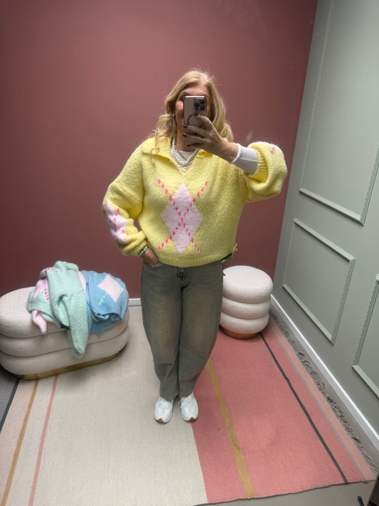 RAUTEN PULLI POLOKRAGEN GELB