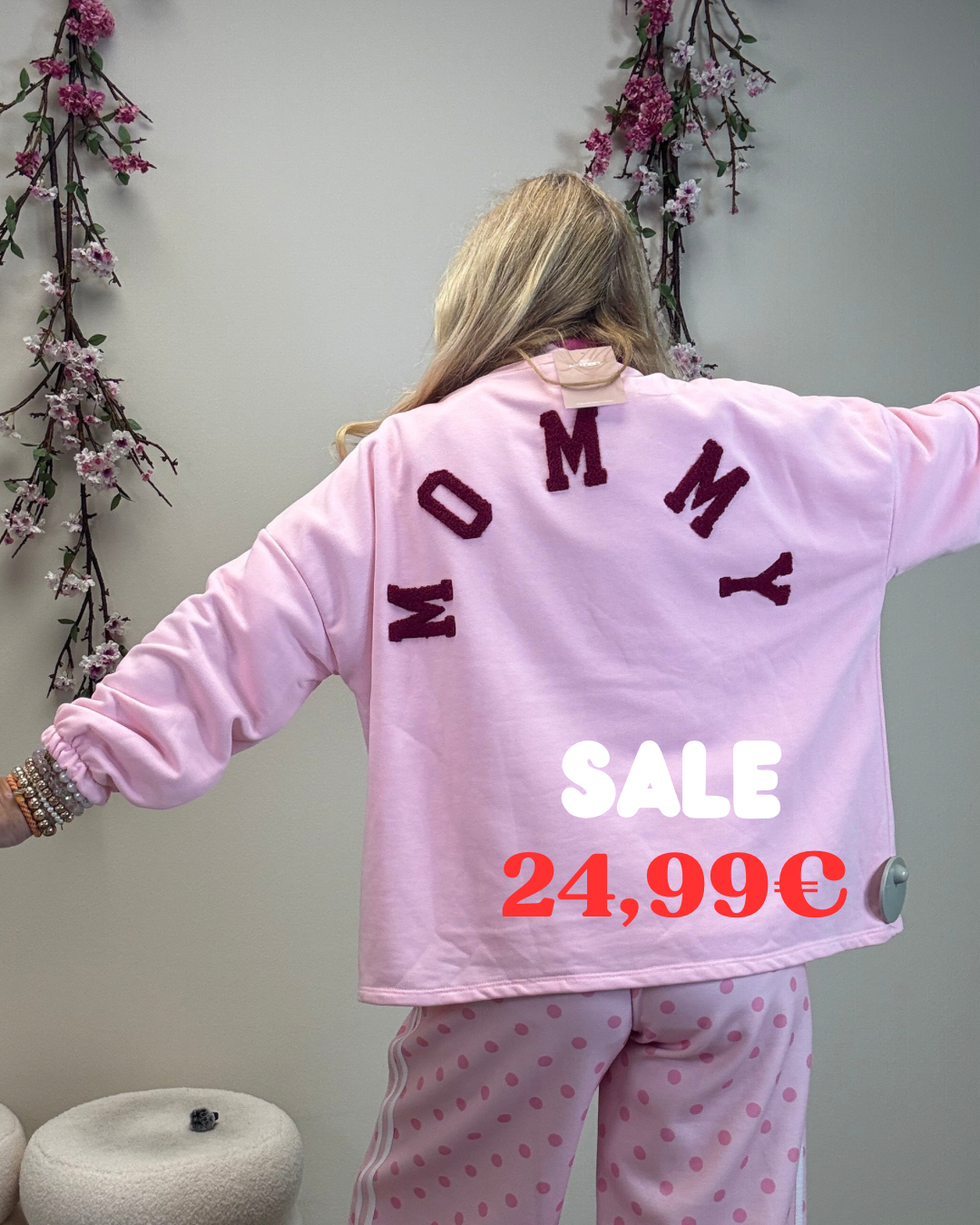 SWEATSHIRT MOMMY ROSA MIT SCHRIFT BORDAUXROT