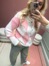 CASUAL  RAUTENJACKE STRICK ROSA/WEIẞ
