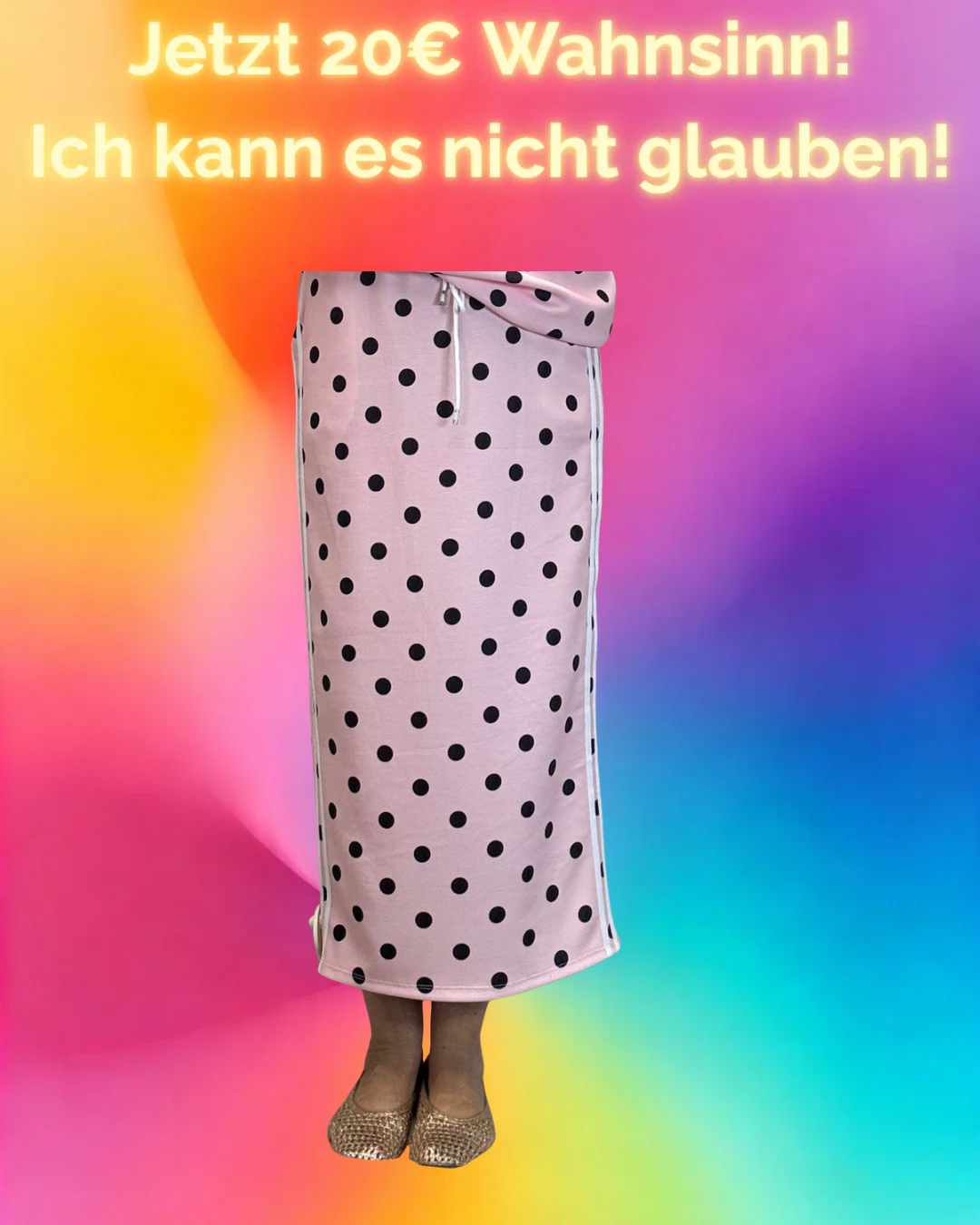 MIDIROCK MIT PUNKTEN ROSA / SCHWARZ