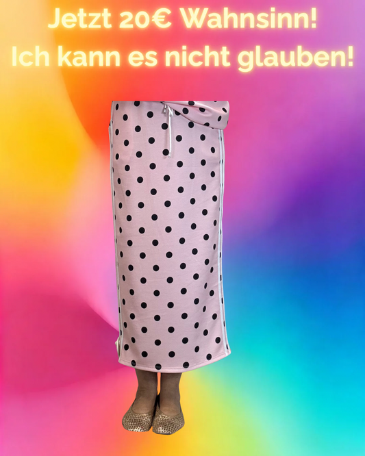 MIDIROCK MIT PUNKTEN ROSA / SCHWARZ