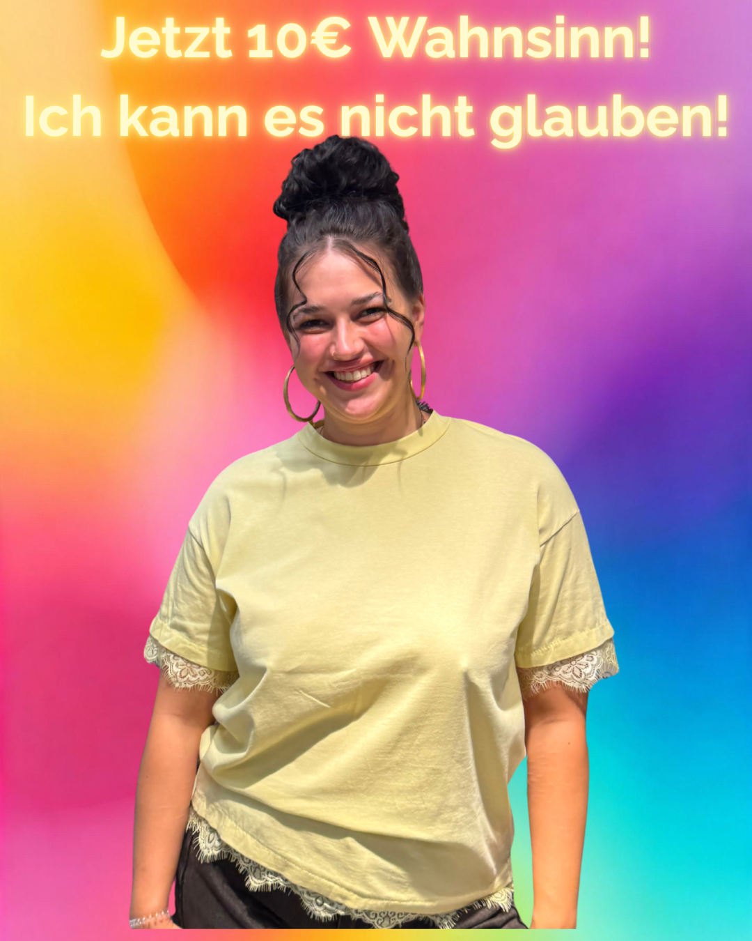 T SHIRT MIT SPITZE BUTTERYELLOW