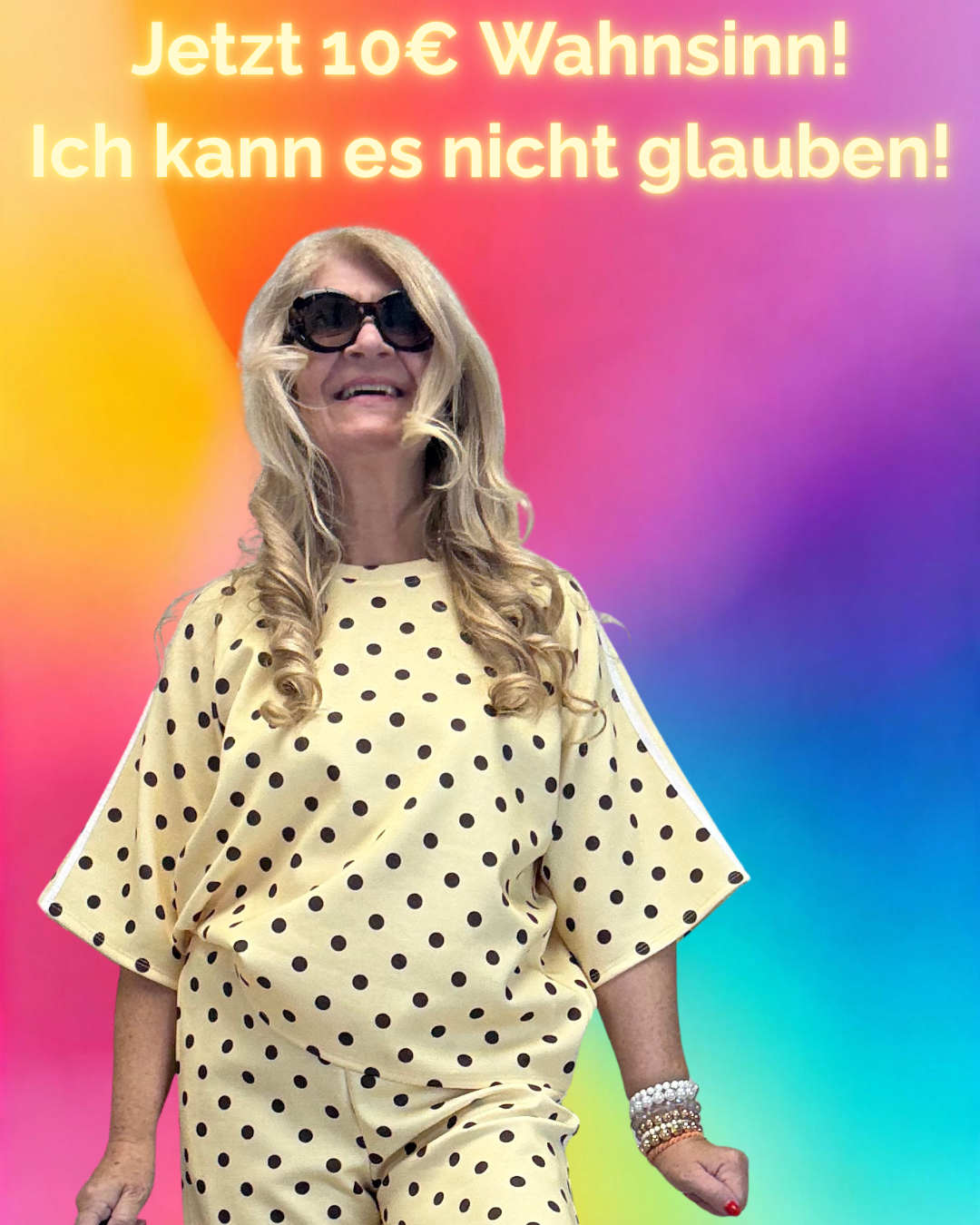 PUNKTE SHIRT PASSEND ZUR HOSE LANG GELB / BRAUN