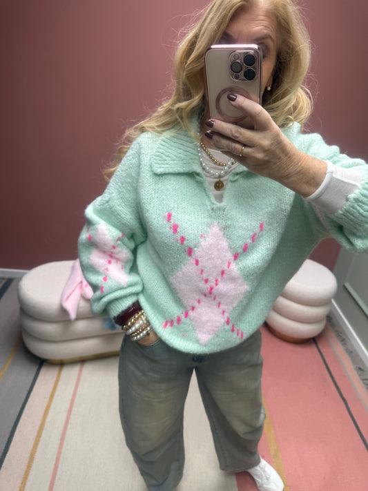 RAUTEN PULLI POLOKRAGEN LINDGRÜN