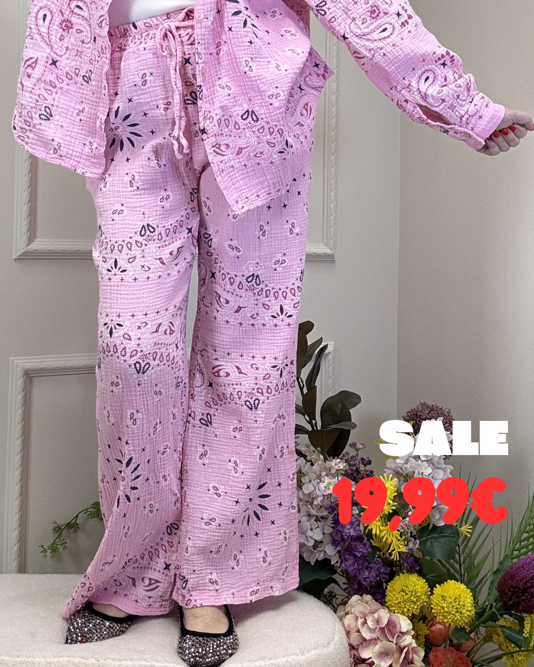 MUSSELIN HOSE PAISLEY PINK