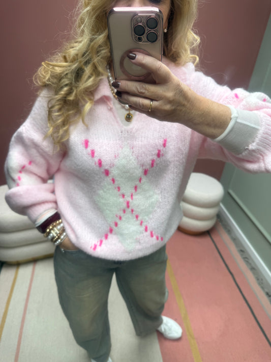 RAUTEN PULLI POLOKRAGEN ROSA