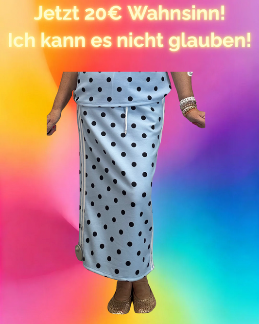 MIDIROCK MIT PUNKTEN HELLBLAU / SCHWARZ