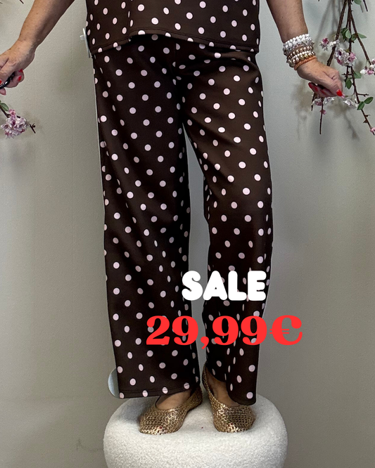 PUNKTEHOSE MIT SEITENSTREIFEN BRAUN /ROSA