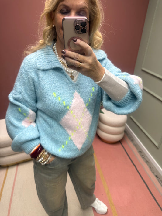 RAUTEN PULLI POLOKRAGEN BLAU