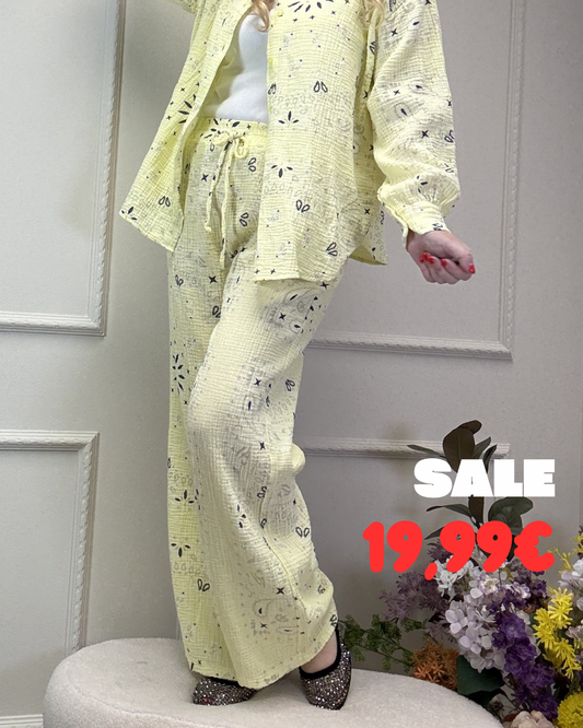 MUSSELIN HOSE PAISLEY BUTTERYELLOW
