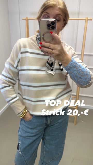 STREIFENPULLI  - BEIGE/ CREME