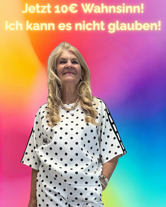 PUNKTE SHIRT PASSEND ZUR HOSE SCHWARZER STREIFEN WEIß - SCHWARZ