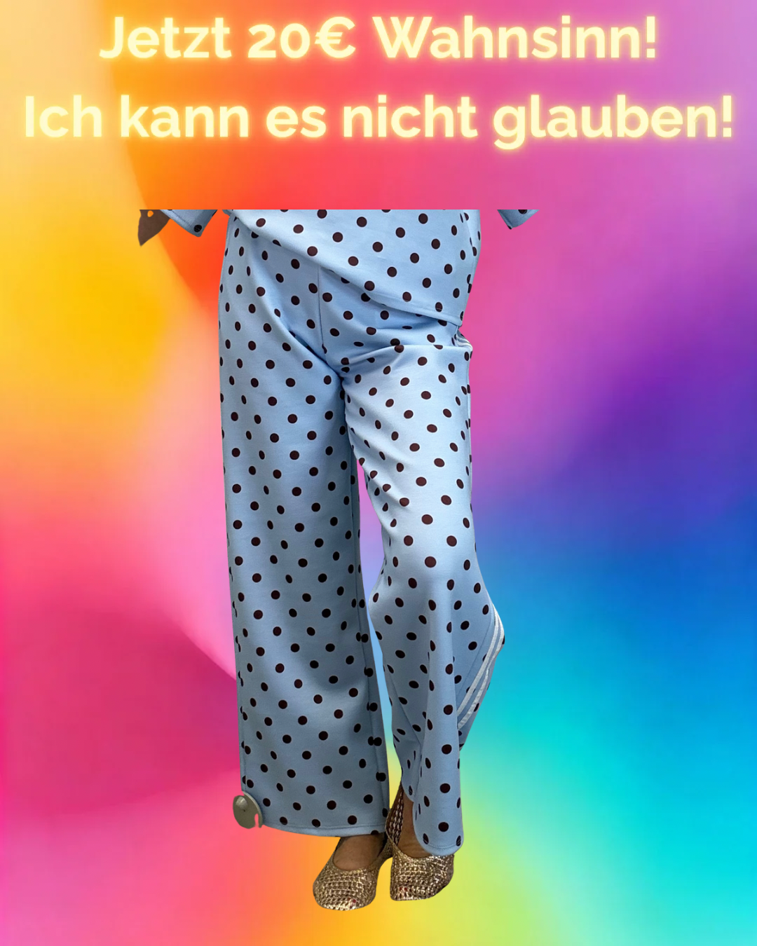 PUNKTEHOSE MIT SEITENSTREIFEN HELLBLAU/ BRAUN