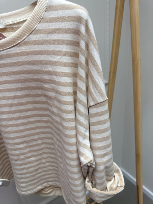 RINGEL SWEATSHIRT BEIGE/CREME
