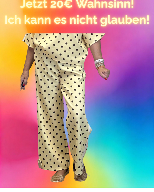 PUNKTEHOSE MIT SEITENSTREIFEN GELB/BRAUN