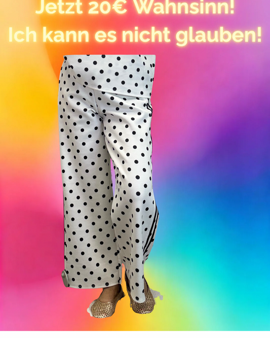 PUNKTEHOSE MIT SEITENSTREIFEN  SCHWARZ -   WEISS/ SCHWARZ