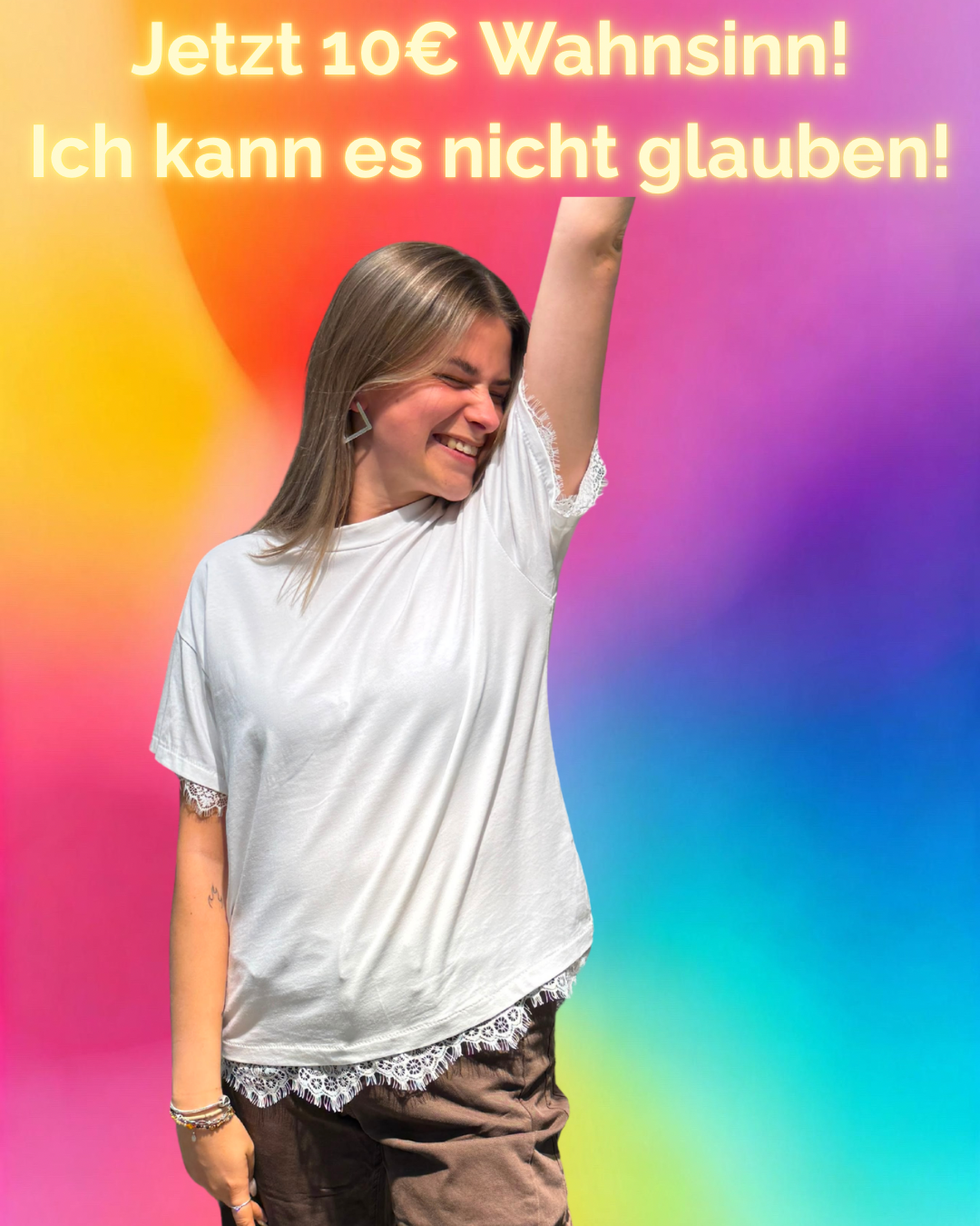 T SHIRT MIT SPITZE WEIß