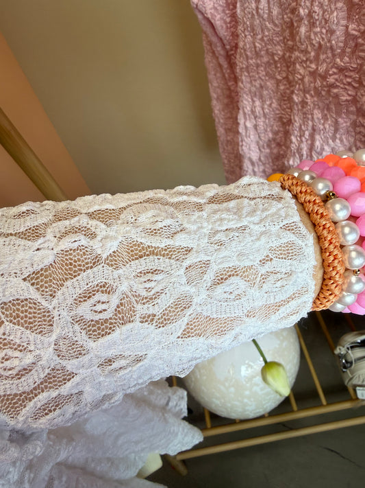 LACE SHIRT ABSTRACT WEIß