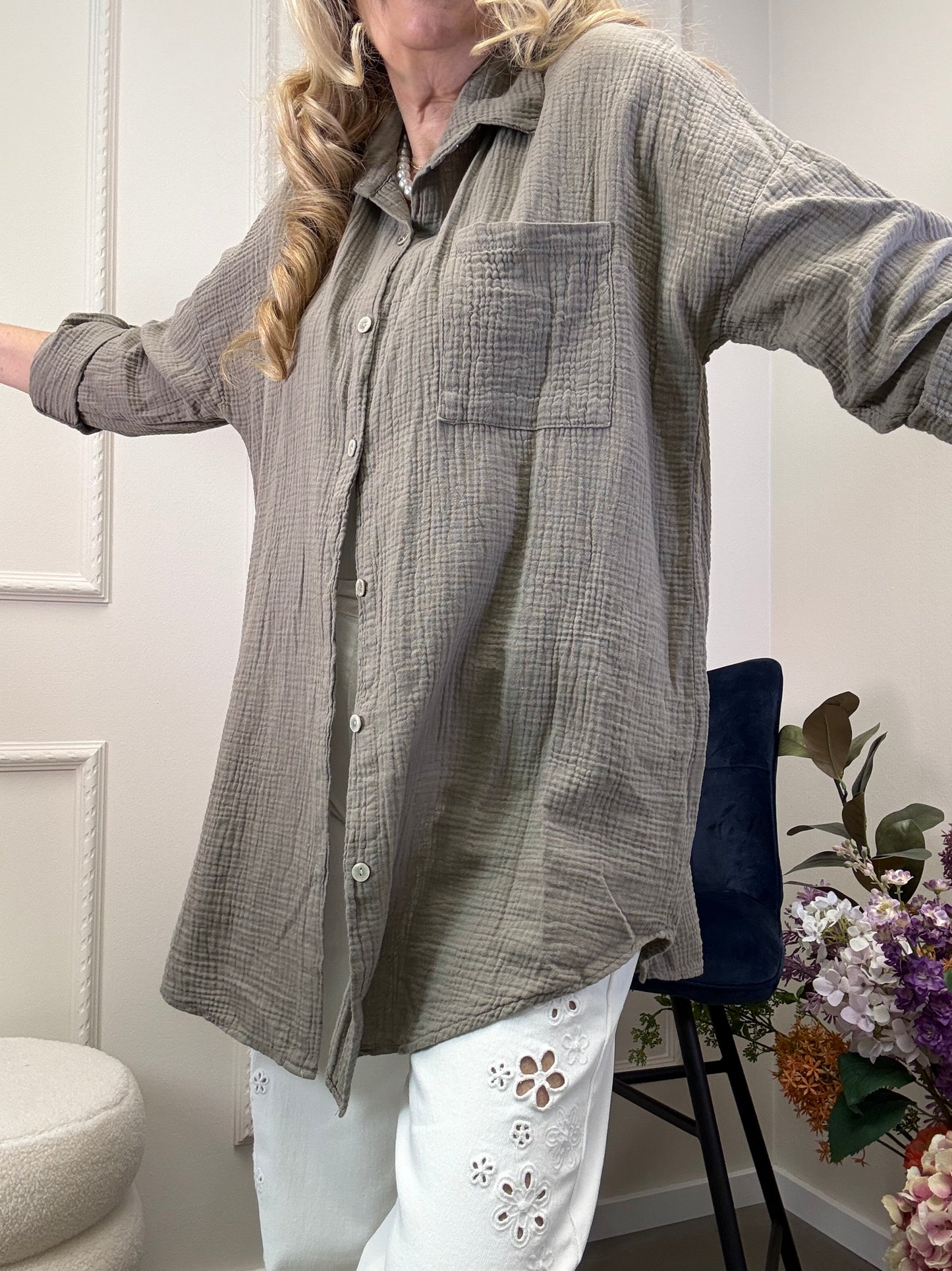 MUSSELIN BLUSE OVERSIZE FANGO