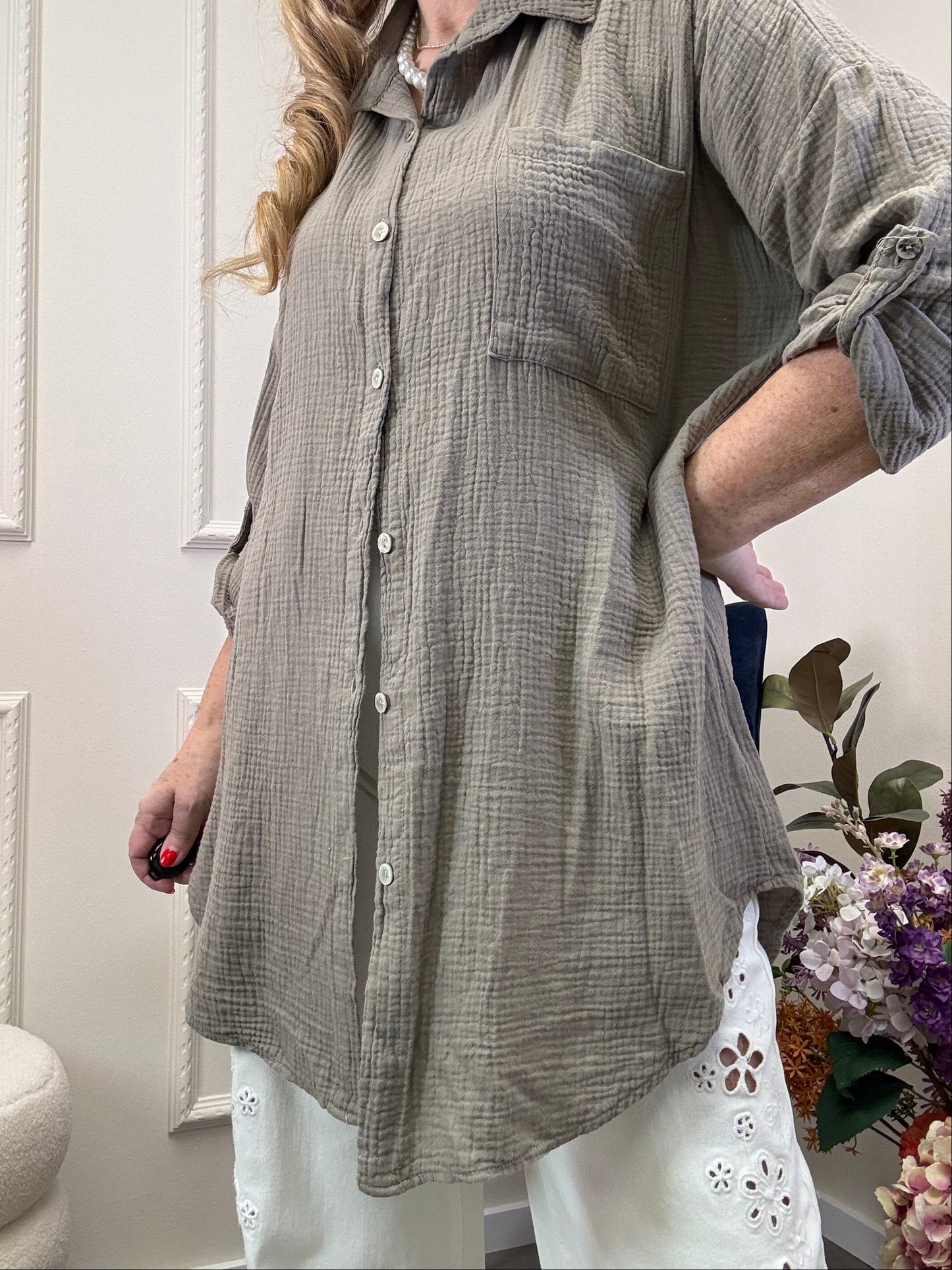 MUSSELIN BLUSE OVERSIZE FANGO