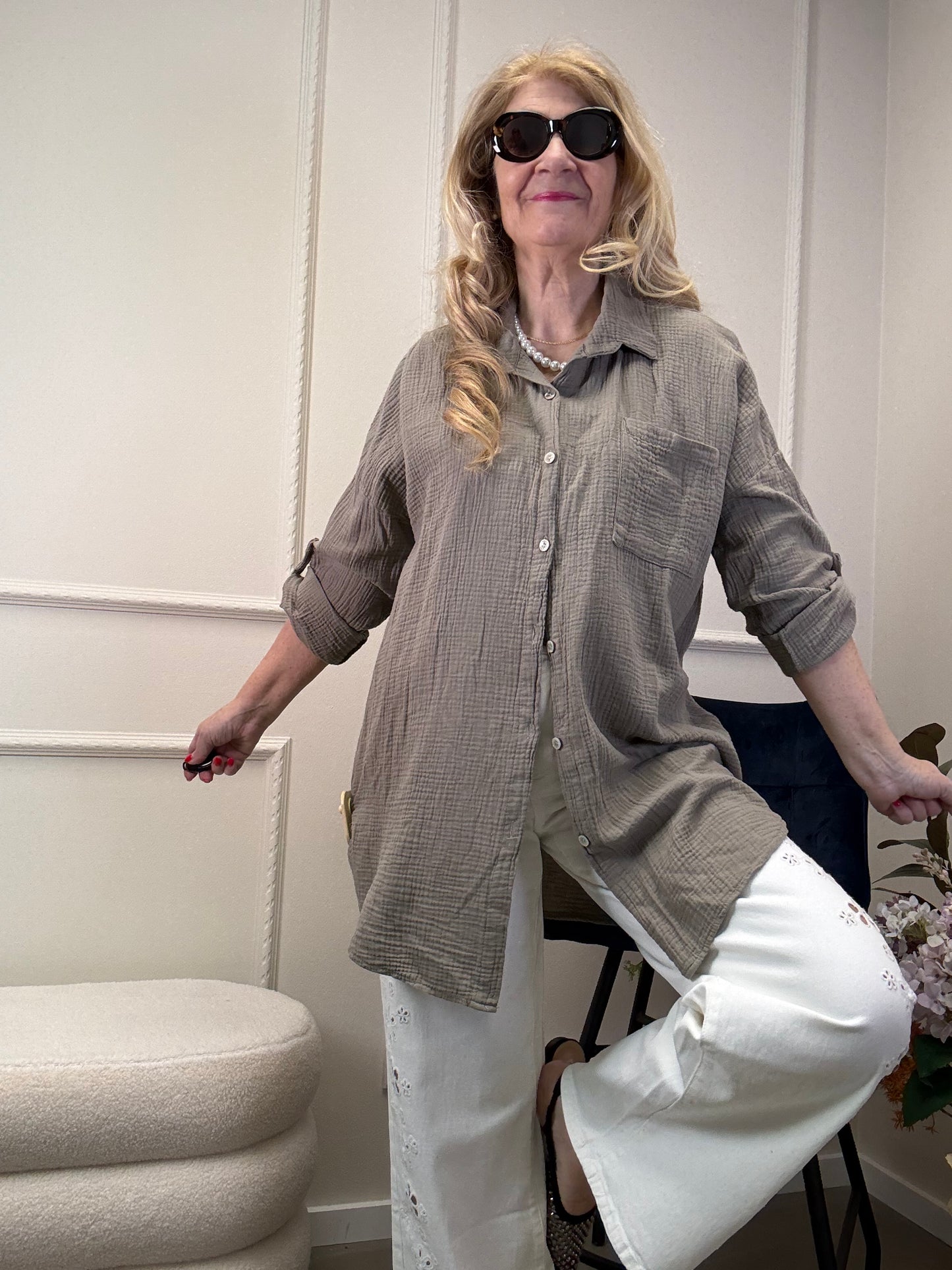 MUSSELIN BLUSE OVERSIZE FANGO