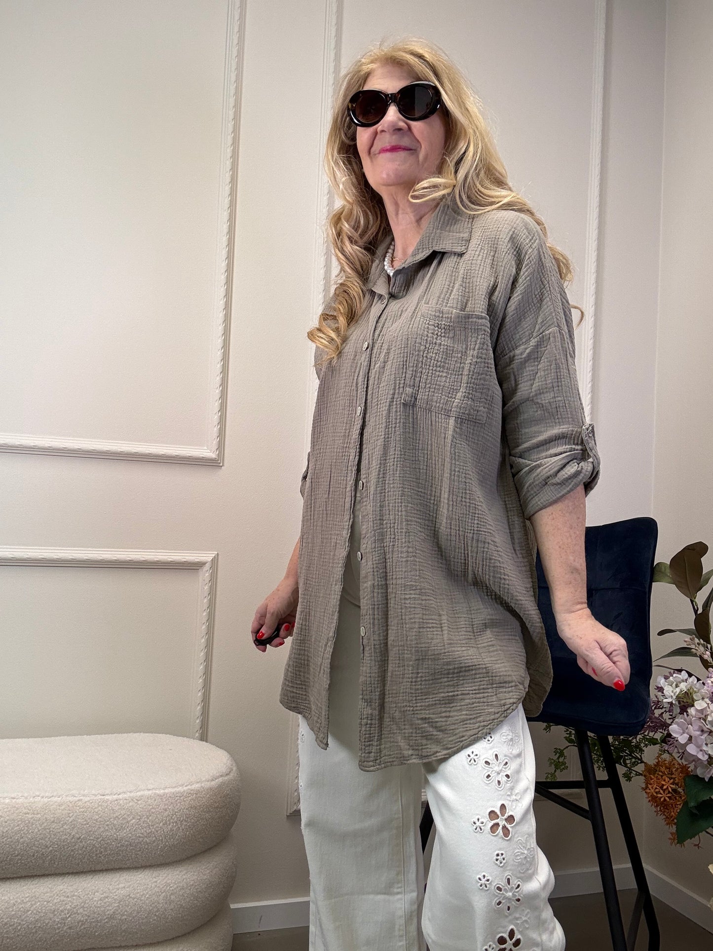 MUSSELIN BLUSE OVERSIZE FANGO