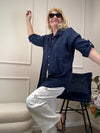 MUSSELIN BLUSE OVERSIZE MARINE
