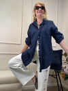 MUSSELIN BLUSE OVERSIZE MARINE