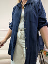 MUSSELIN BLUSE OVERSIZE MARINE