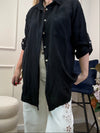 MUSSELIN BLUSE OVERSIZE SCHWARZ