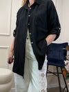 MUSSELIN BLUSE OVERSIZE SCHWARZ