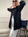 MUSSELIN BLUSE OVERSIZE SCHWARZ