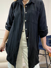 MUSSELIN BLUSE OVERSIZE SCHWARZ