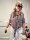 KURZE MUSSELIN BLUSE ZUM BINDEN FANGO