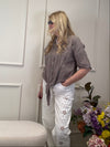 KURZE MUSSELIN BLUSE ZUM BINDEN FANGO