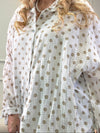 MUSSELIN BLUSE OVERSIZED TUPFEN BEIGE