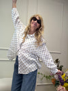 MUSSELIN BLUSE OVERSIZED TUPFEN BEIGE