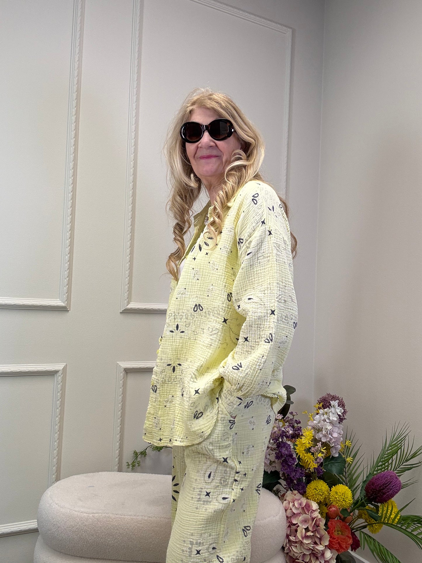 MUSSELIN BLUSE PAISLEY BUTTERYELLOW