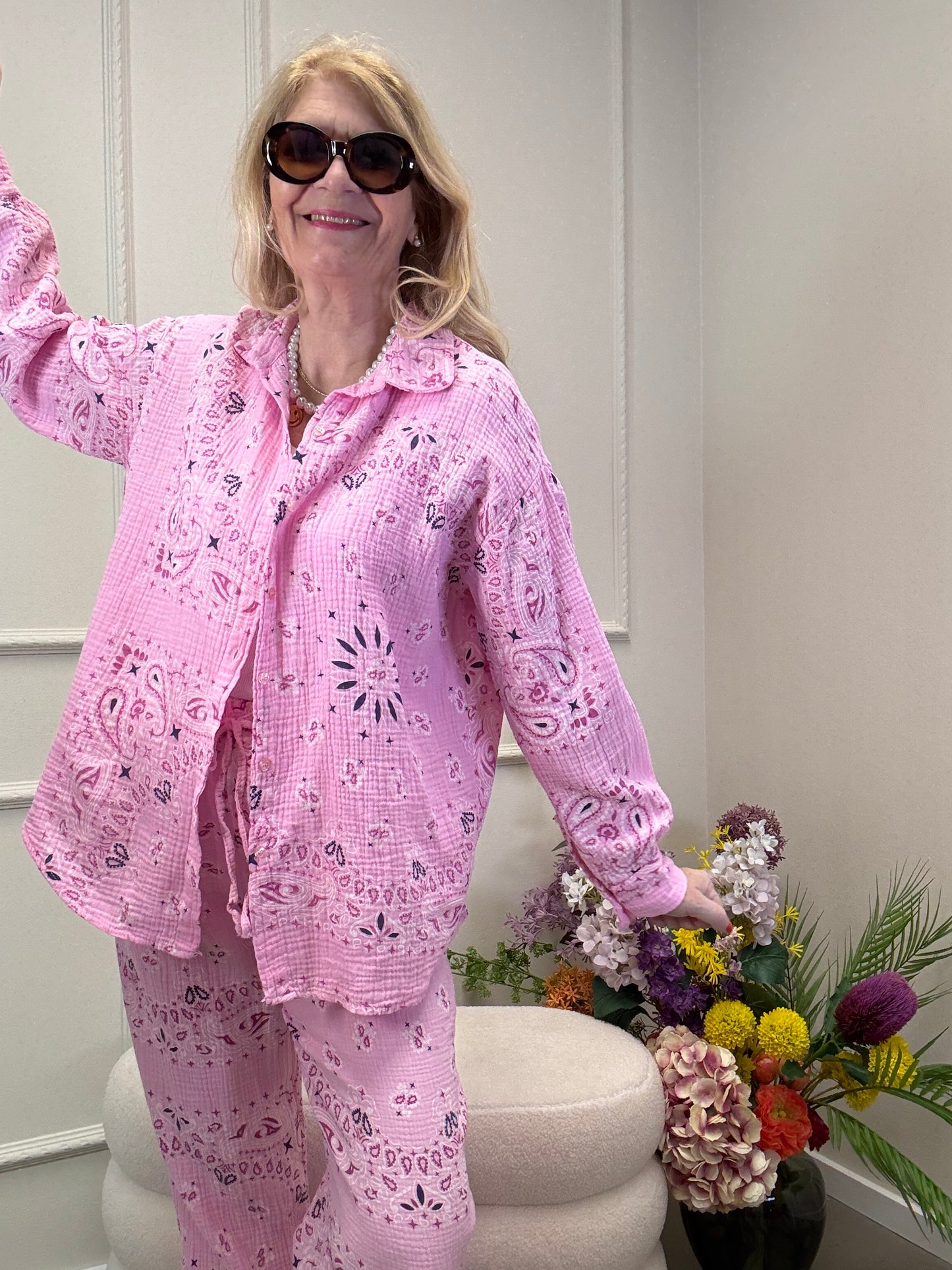 MUSSELIN BLUSE PAISLEY PINK