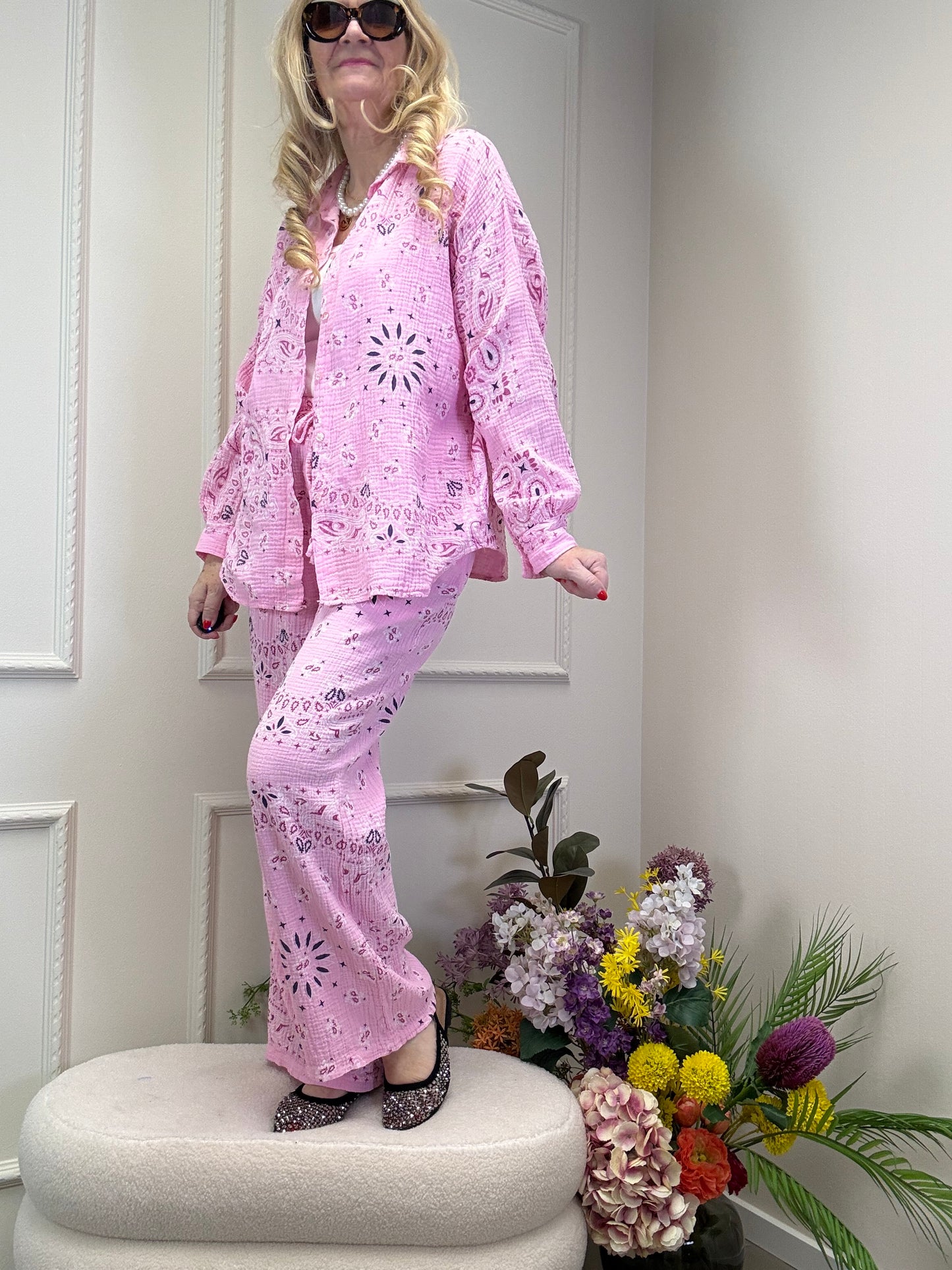 MUSSELIN BLUSE PAISLEY PINK