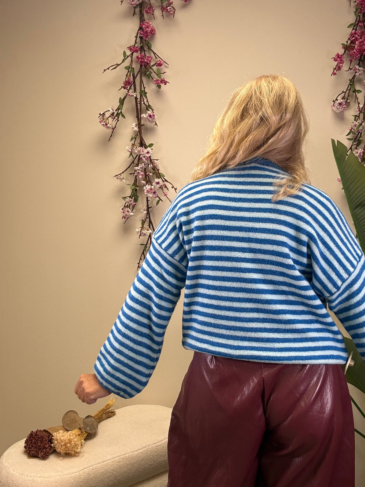 STRICKPULLI STREIFEN KOBALTBLAU / HELLBLAU