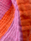 MUSSELIN KLEID LANG ORANGE / PINK