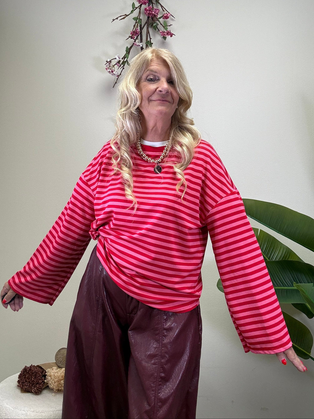 STREIFEN LONGSLEEVE PINK / ROT