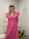 MUSSELIN KLEID LEOMUSTER ROT/ROSA