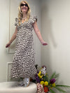 MUSSELIN KLEID LEOMUSTER SCHOKO/BEIGE